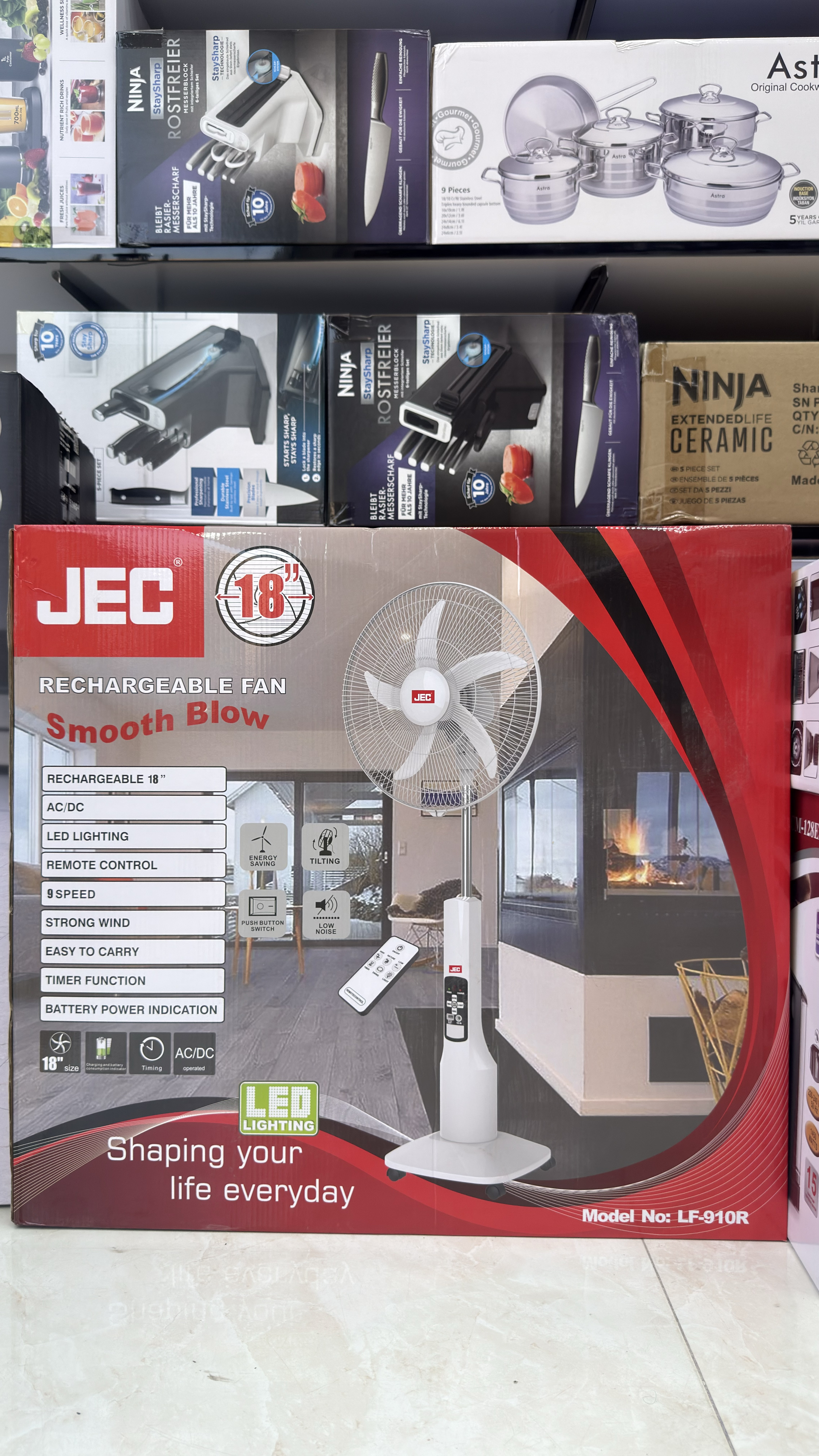 پنکه ایستاده شارژی JEC مدل 910 ریموت دار سایز ۱۸ اینچ