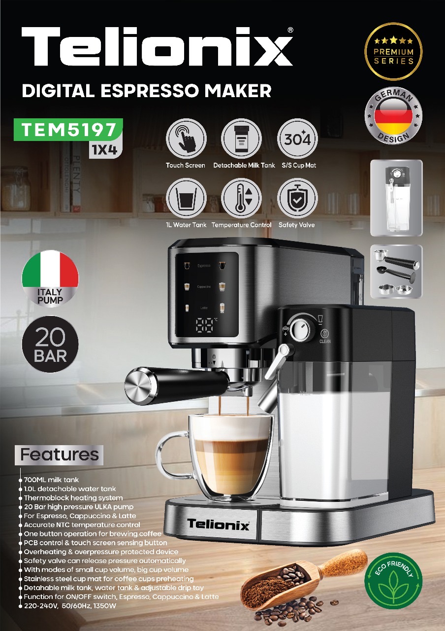 اسپرسوساز با مخزن شیر تلیونیکس فرانسه مدل TEM5197